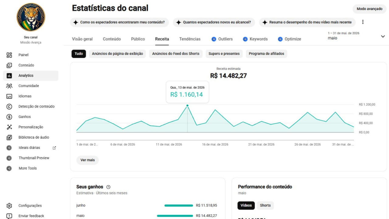 Ganhos em 30 dias — Missão Avança